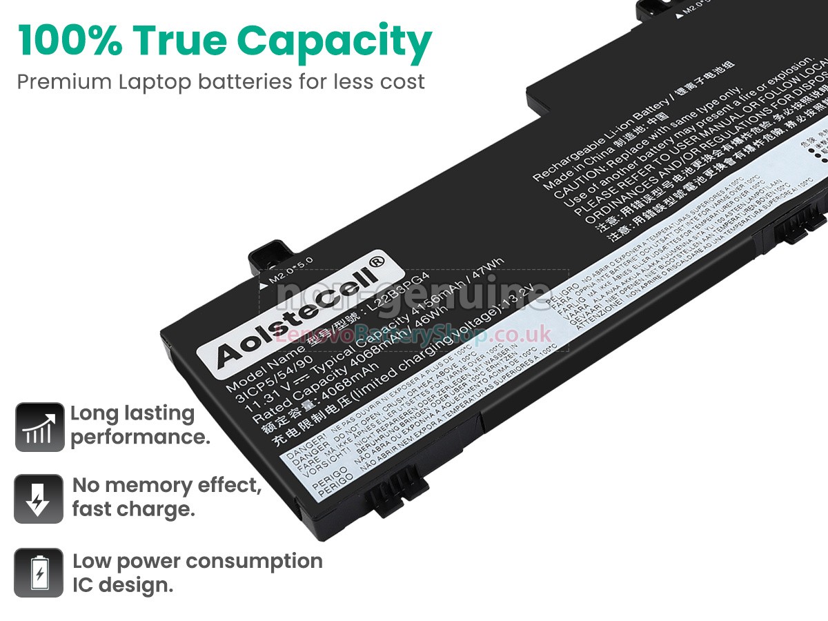 Replacement battery for Lenovo L22D3PG4