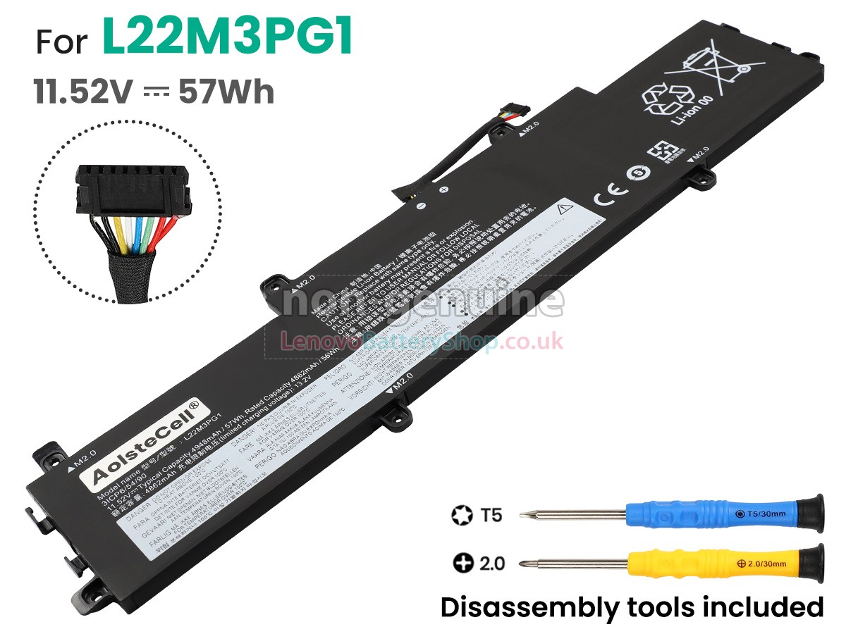 Replacement battery for Lenovo L22D3PG1