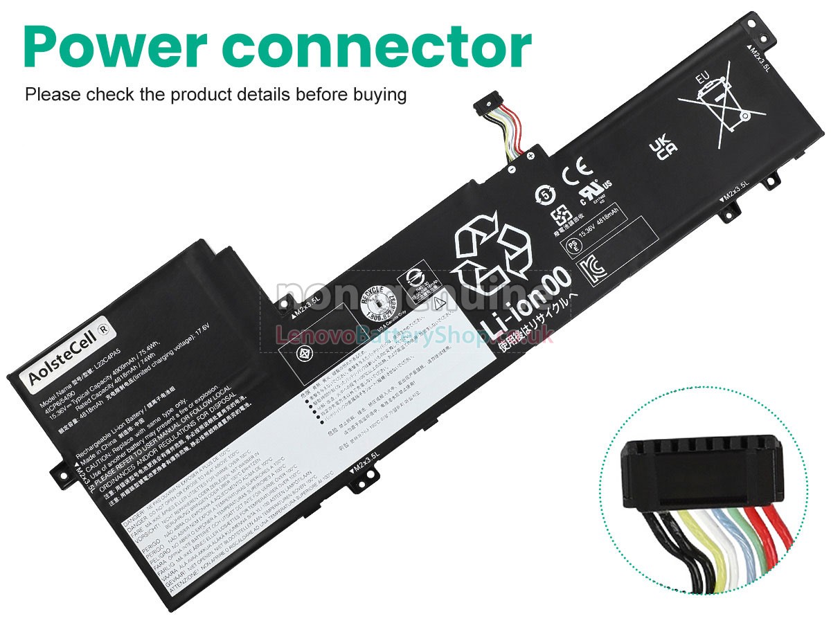Replacement battery for Lenovo 5B11K39349